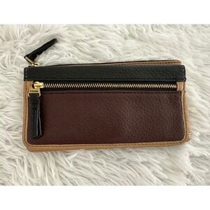 Fossil Multi Brown Erin Flap Leather wallet‎